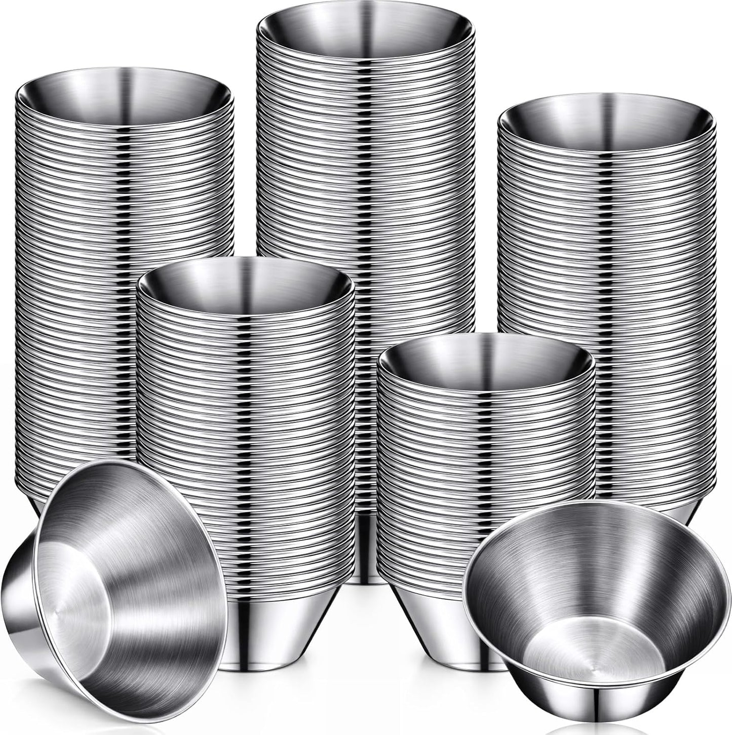 200 Tazas Metal Salsa Acero Inox 1.5oz
