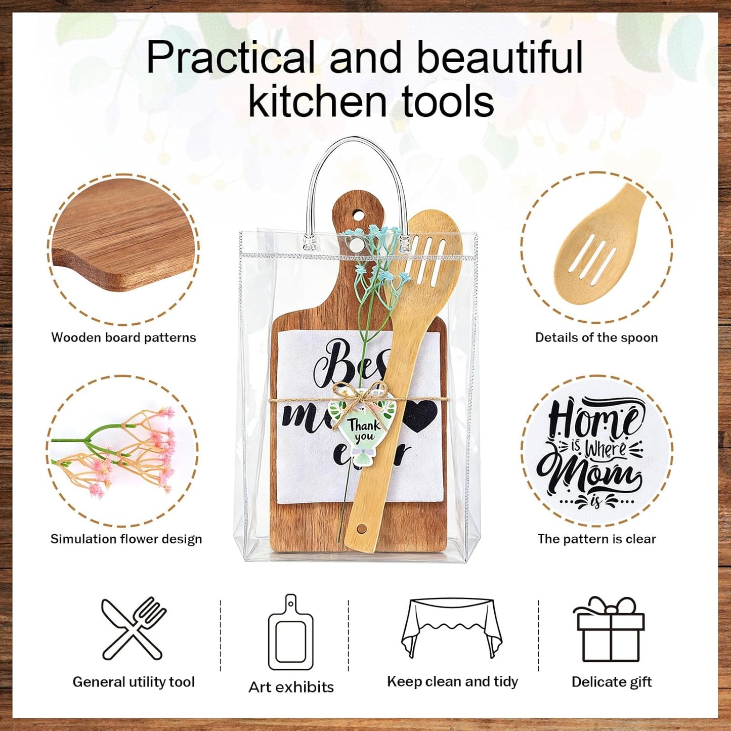 Set 12 Tablas Cortar Bambú Cocina Charcutería Espátula Cucharas