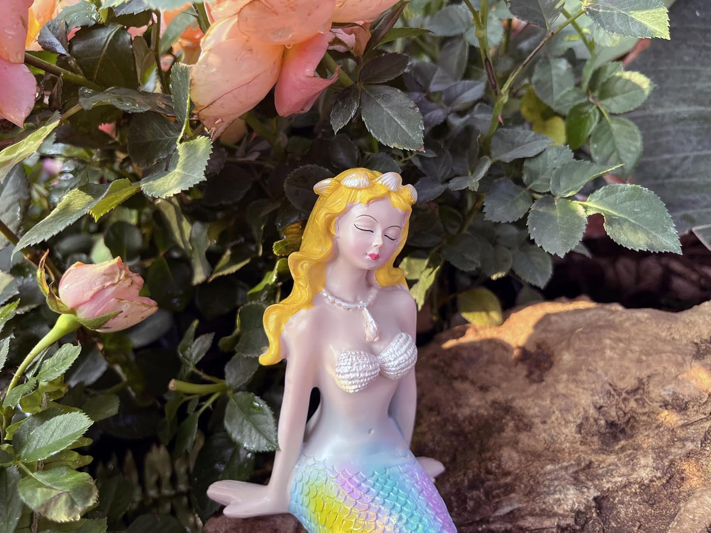 Figura sirena resina para jardín 9pulg