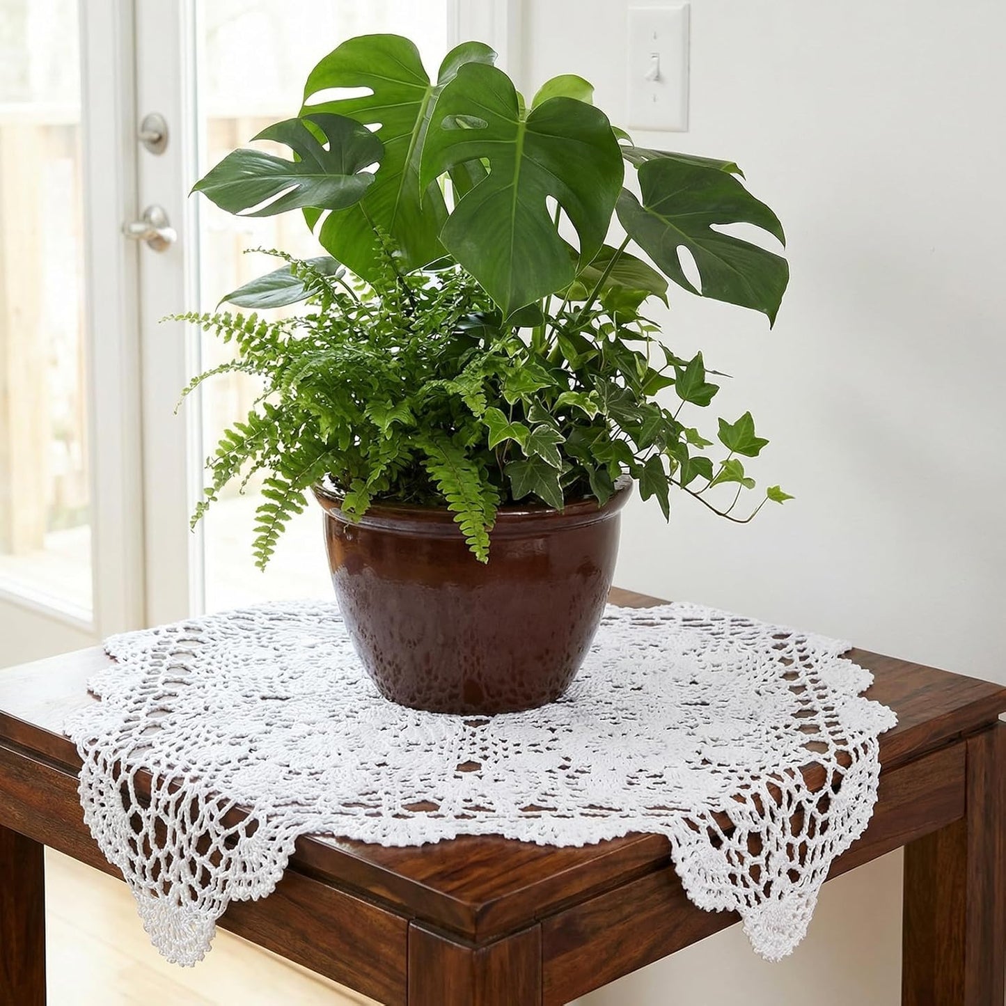 Doilies encaje cuadrados 15.7pulg mesas escritorio