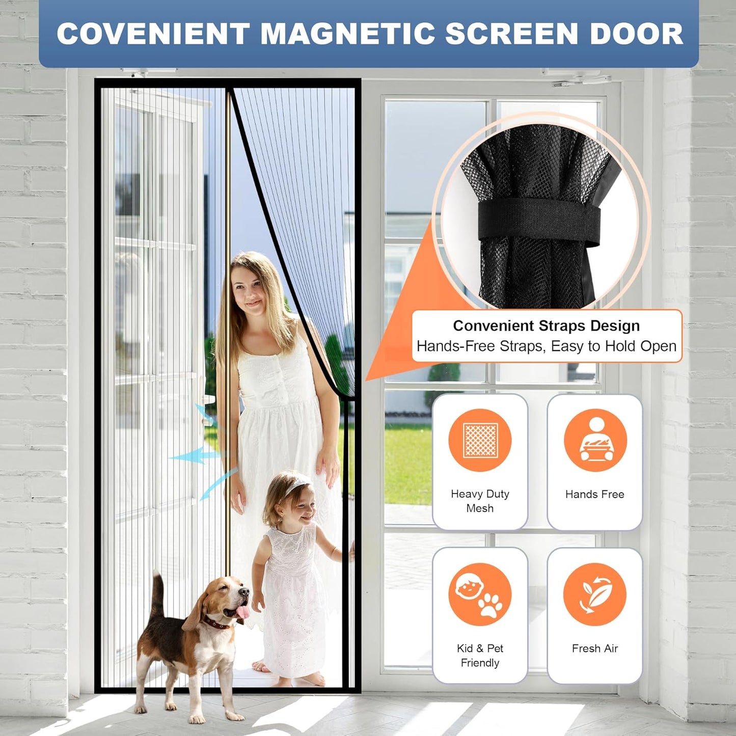 Malla magnética puerta 36x80pulg para patio mosquitos