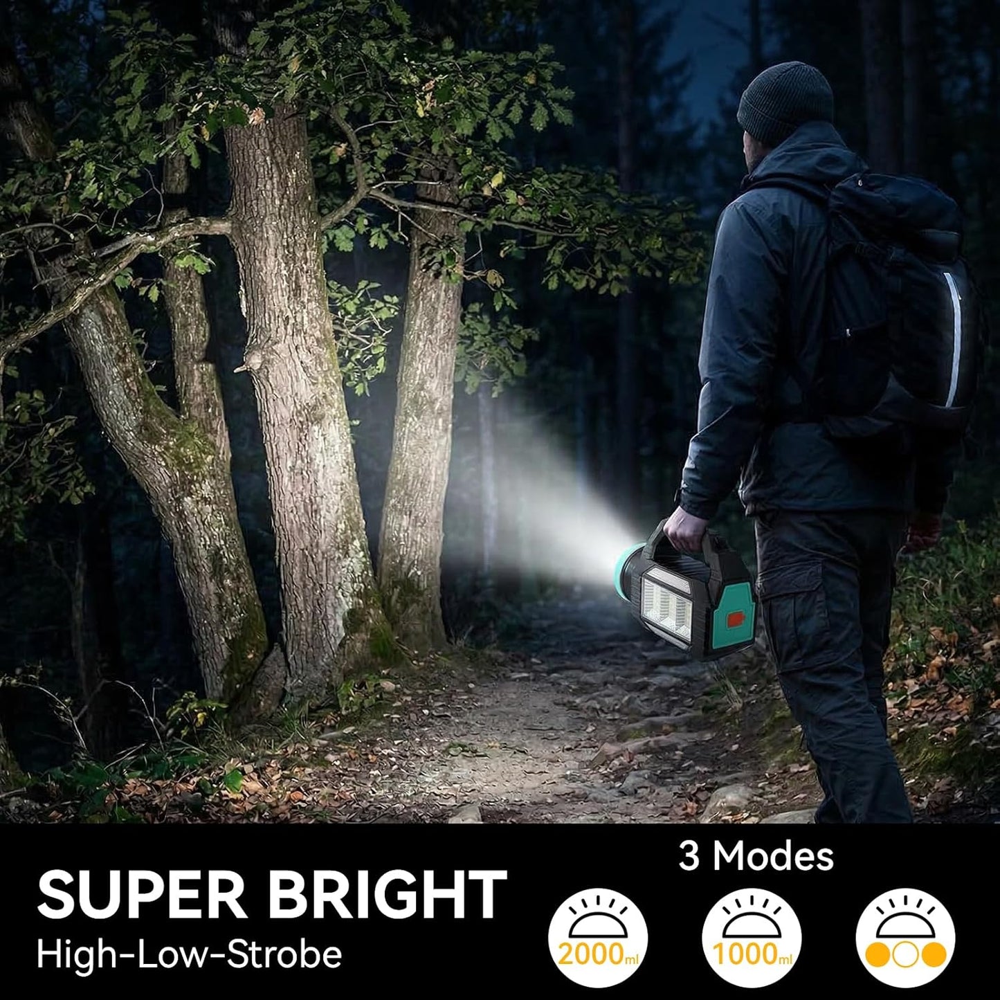 Linterna solar LED 6 modos luz estroboscópica campamento