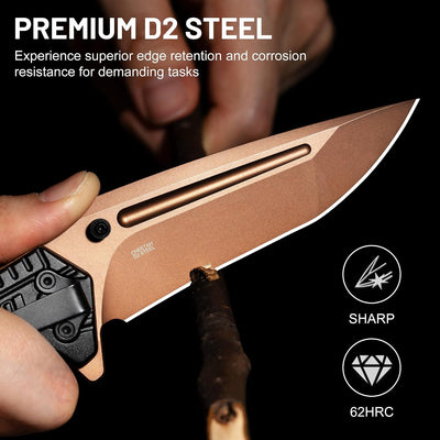 Cuchillo plegable supervivencia hoja D2 mango aluminio