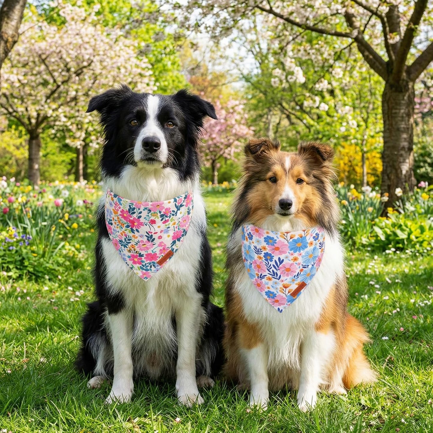 Bandana floral perro reversible tela duradera ajustable grande