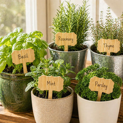 60 Etiquetas Bambú para Plantas Jardín 3.9x2.36pulg