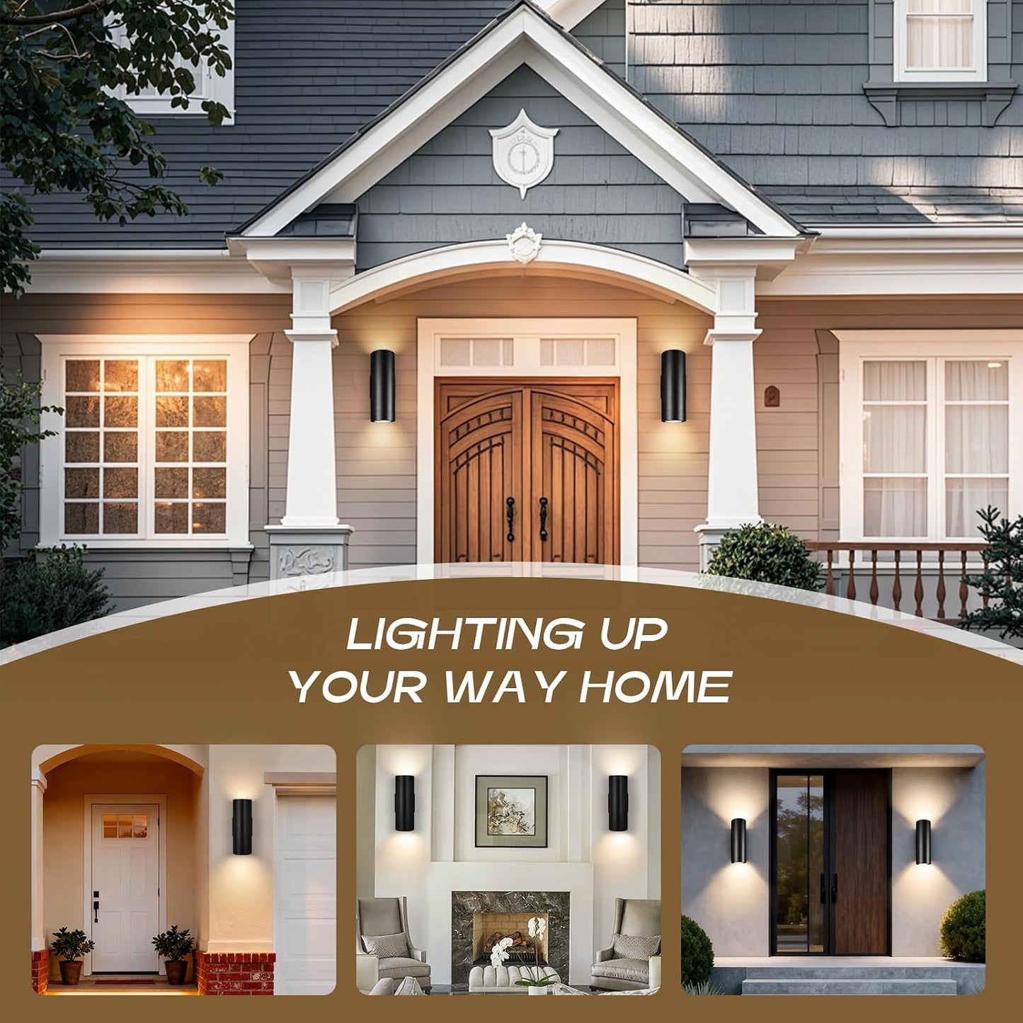 Luces pared exterior 10W 2700K aluminio negro impermeable