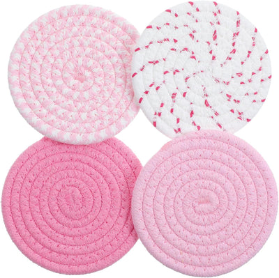 Posavasos tejida rosa absorbente 4.5pulg decoración hogar