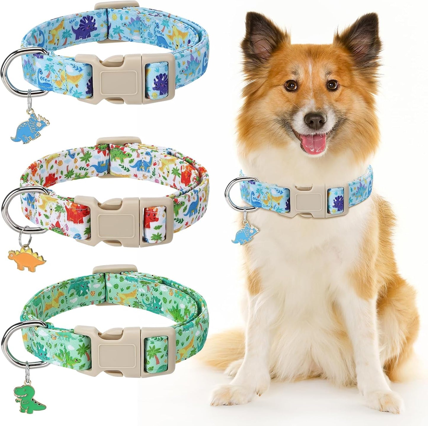 Collares dinosaurio para perros pequeños ajustables