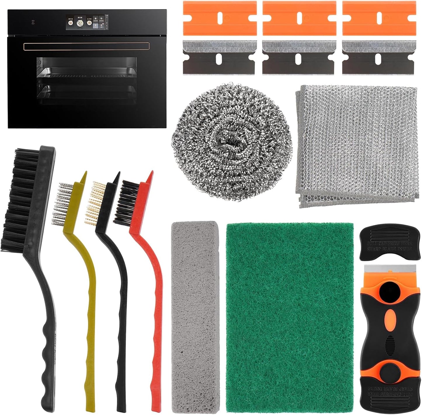 Kit cepillo limpiador horno 12 pzas raspador hendiduras
