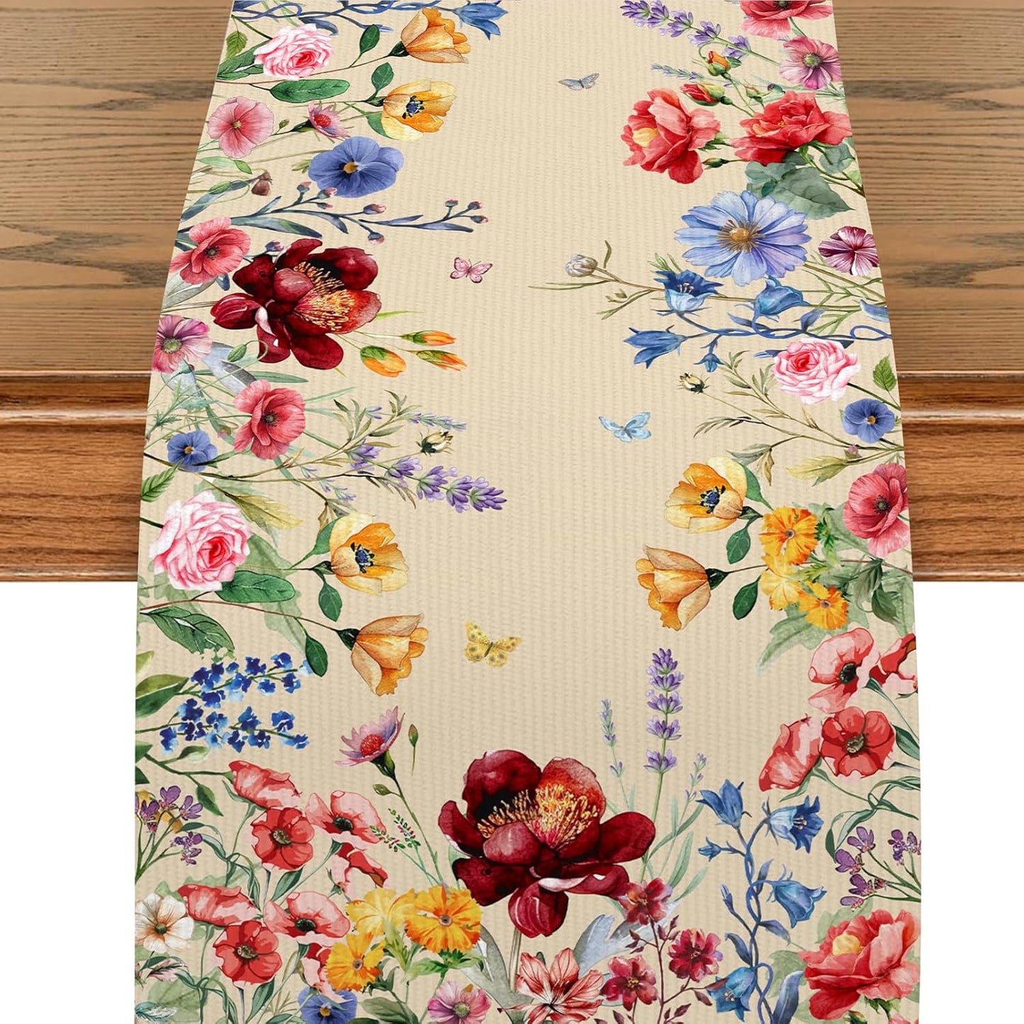 Camino mesa lino mariposas 13x72pulg