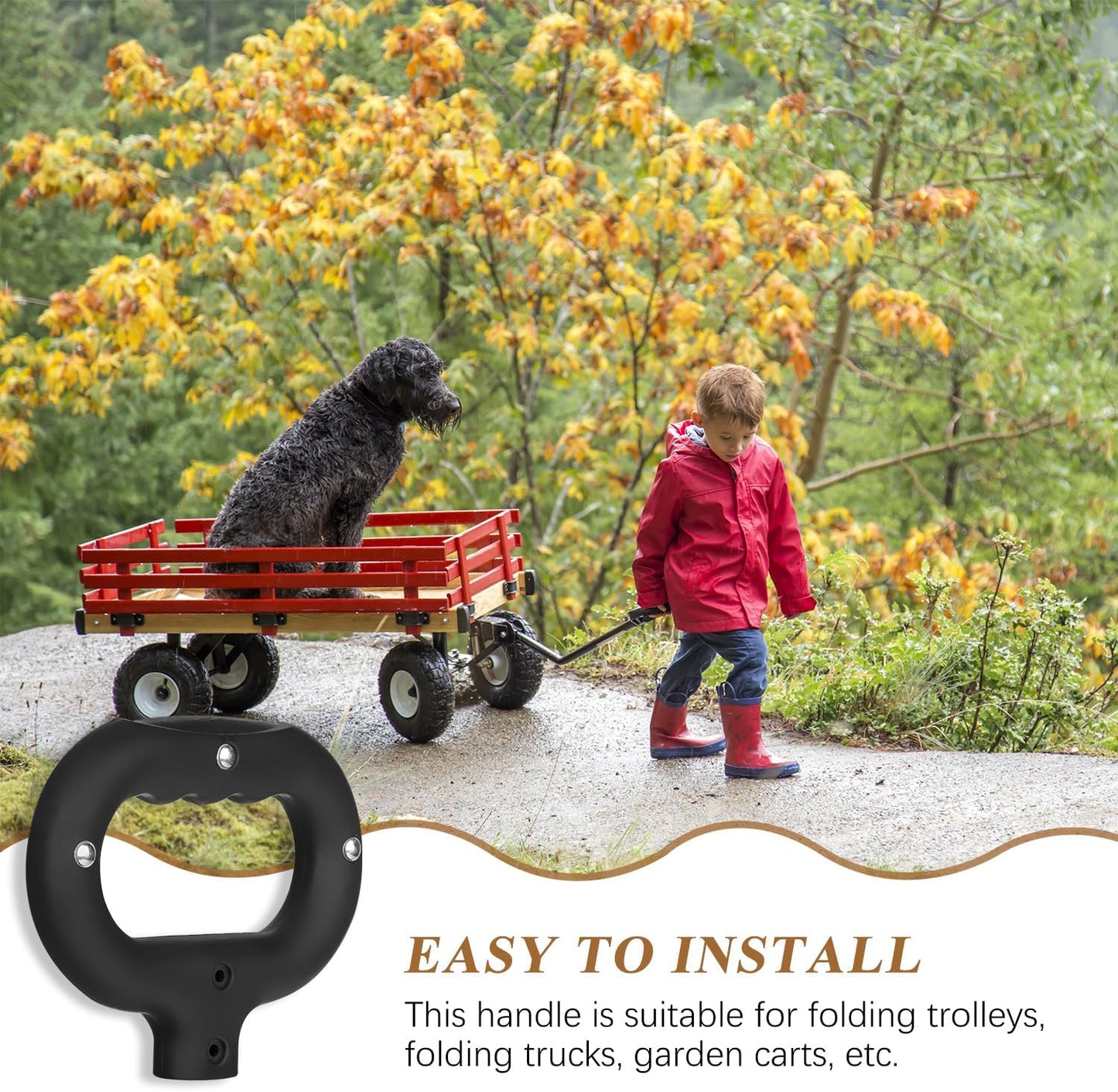 Mango plegable para carrito compras jardín negro