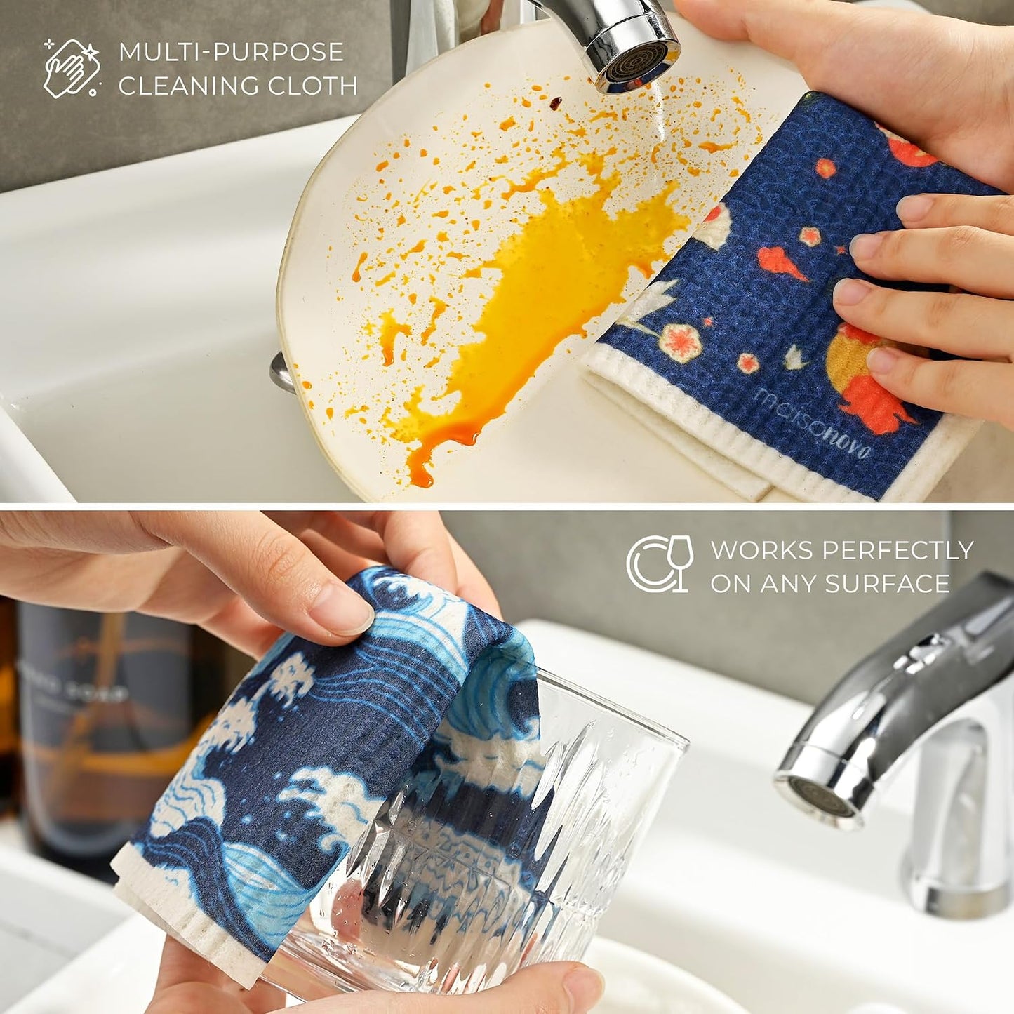 Paños cocina suecos reutilizables biodegradables con gancho
