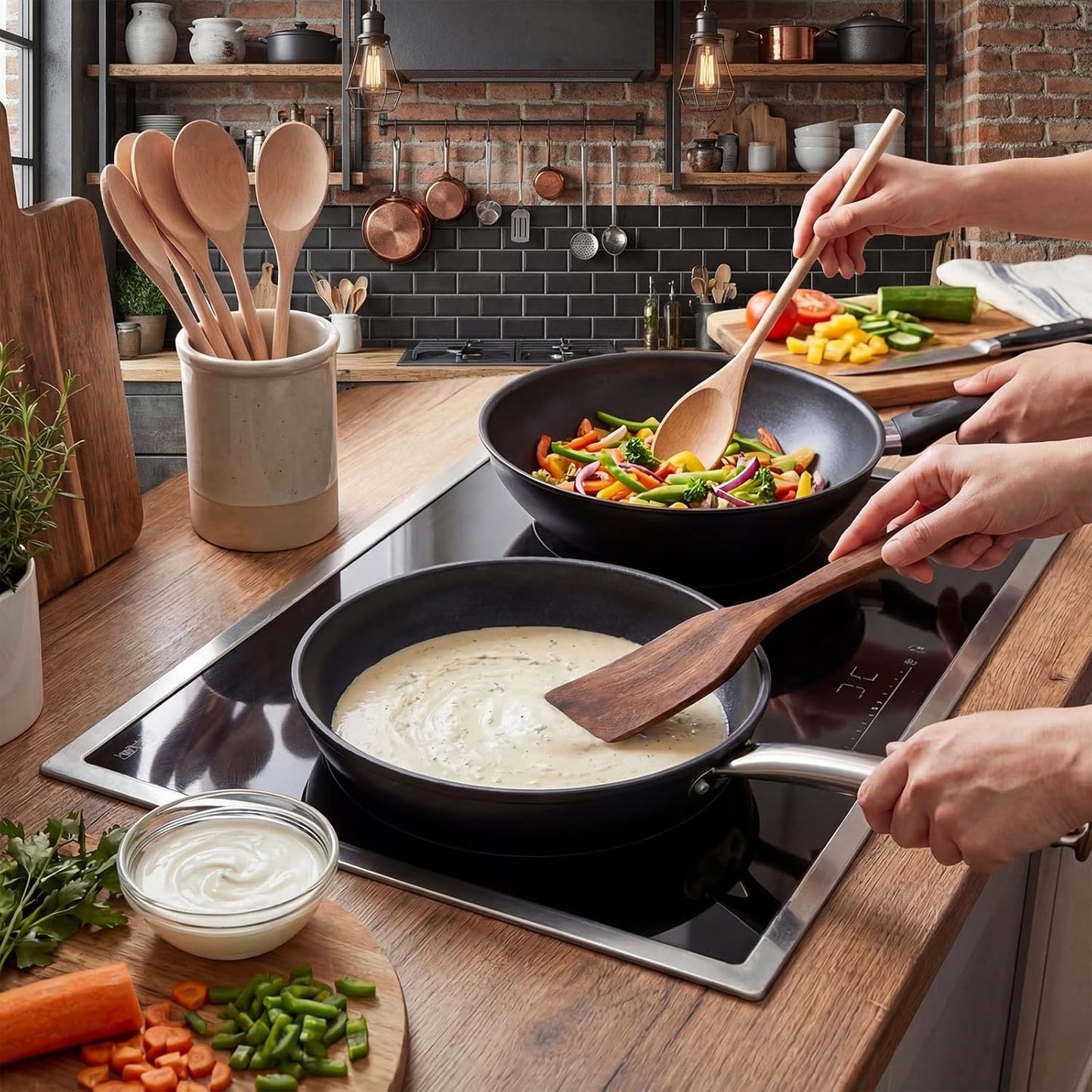 Juego de 4 utensilios de cocina de madera con espátula para pan de levadura y cucharas personalizadas