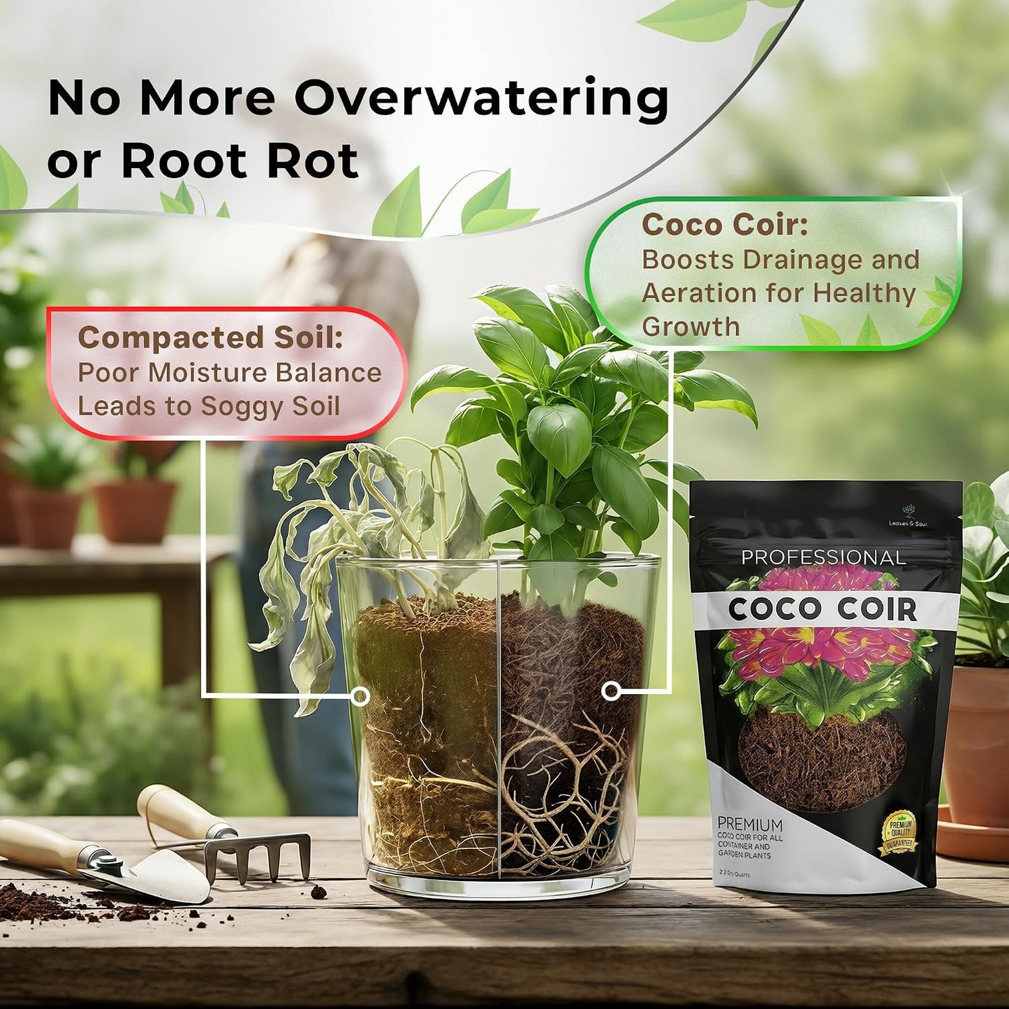 Fibra coco profesional para jardín y contenedores 2.2qt