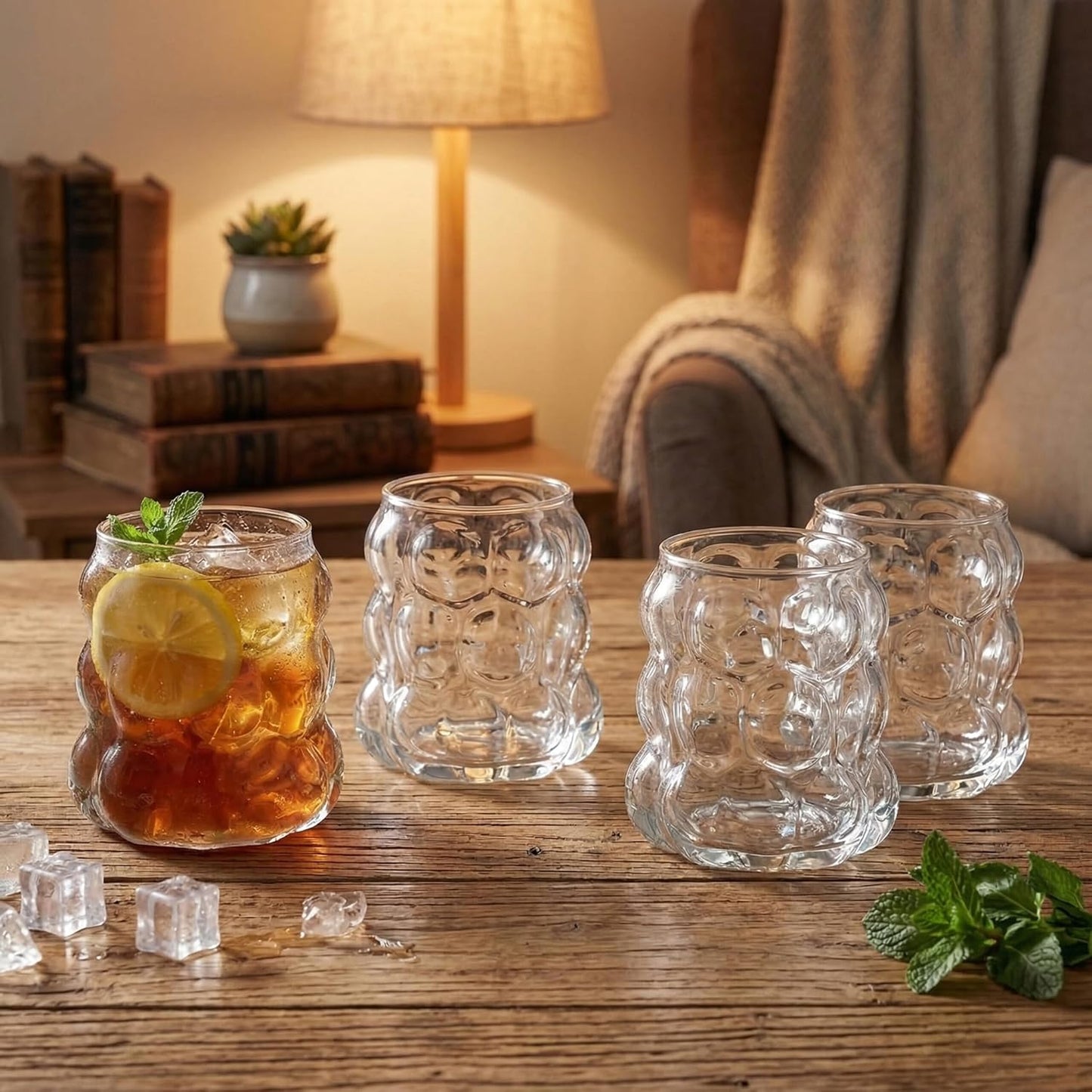 Vasos de cristal con burbujas 13.5 oz para té helado, café y fiestas