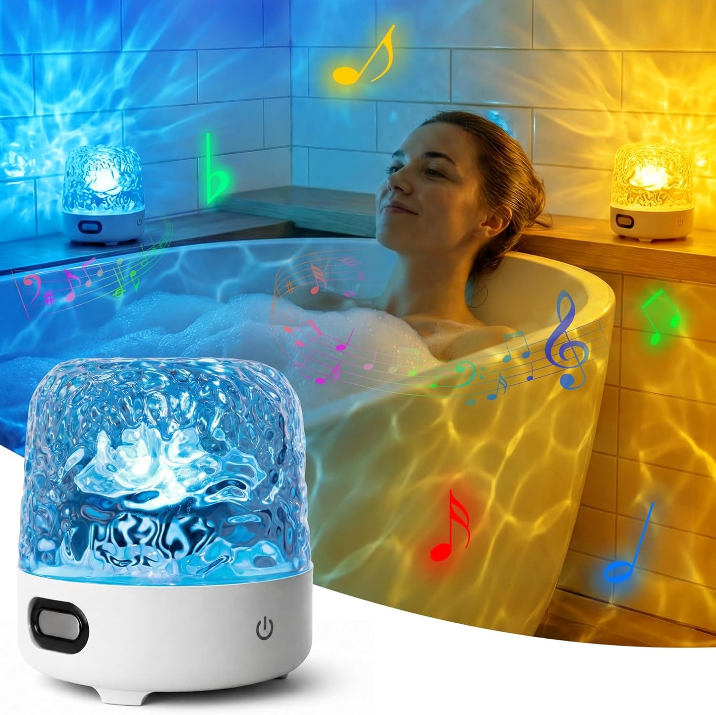 Lámpara ducha impermeable con Bluetooth y proyector 16 colores