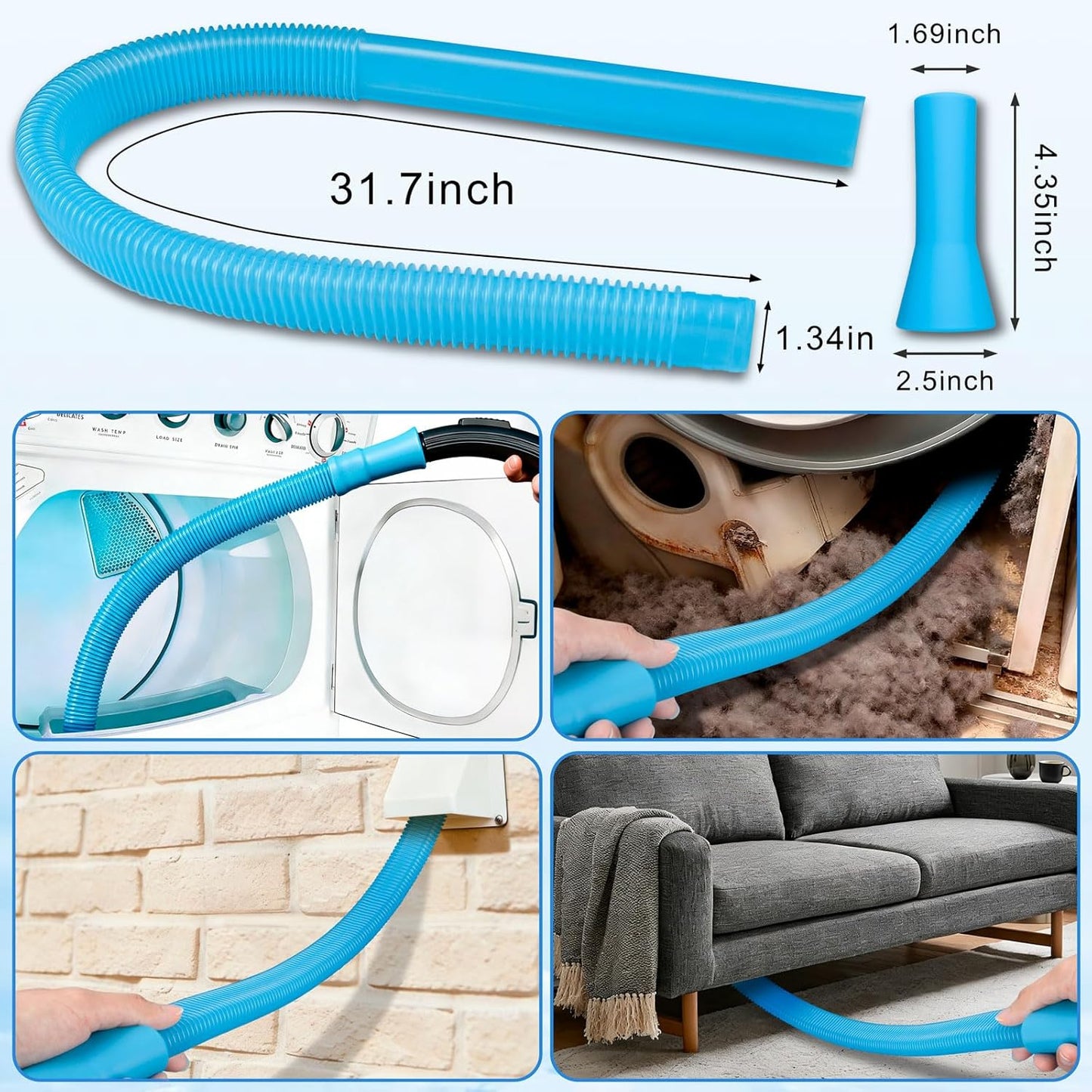 Kit limpiador ventilación secadora con manguera cepillo pelusa