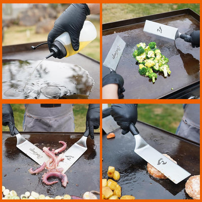Set 5 Espátulas Acero Inox para Parrilla Regalo Papá