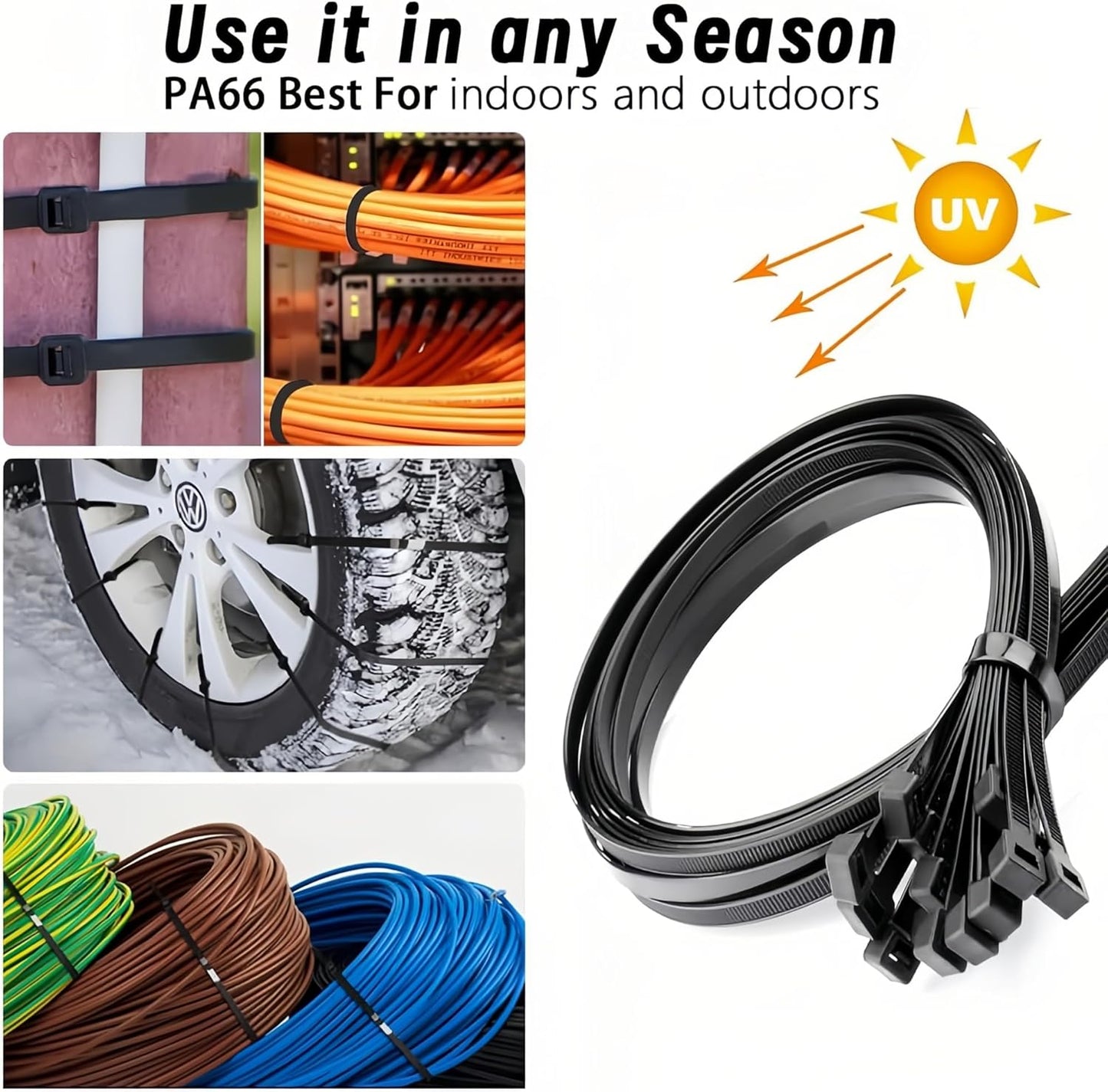 Cintas para cable nylon auto bloqueante 14x0.3pulg 100 pzas