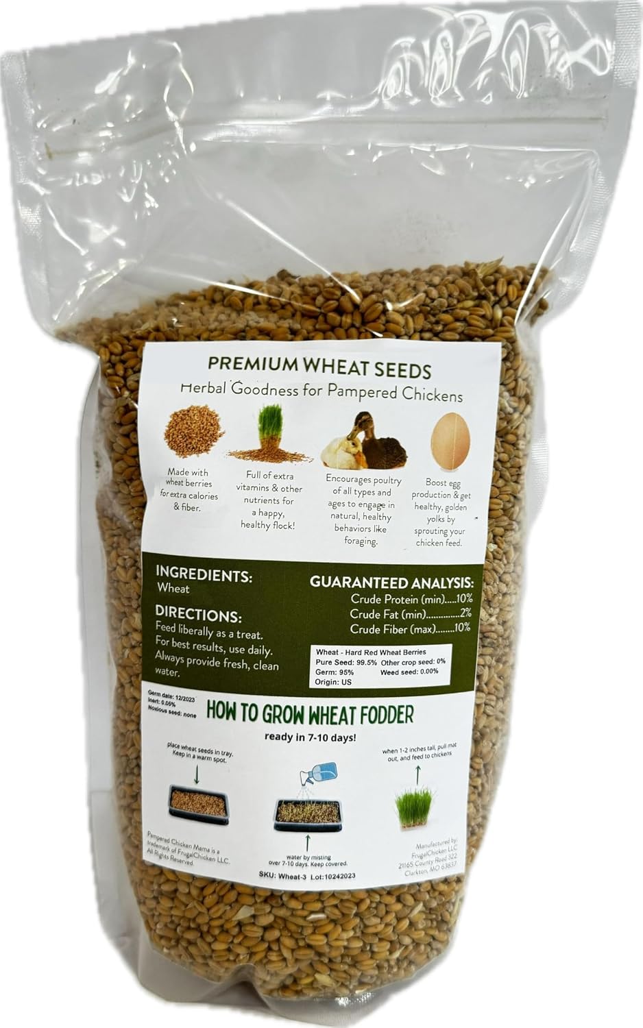 Semillas forrajeras para pollos 3lb hierba pastizal trigo