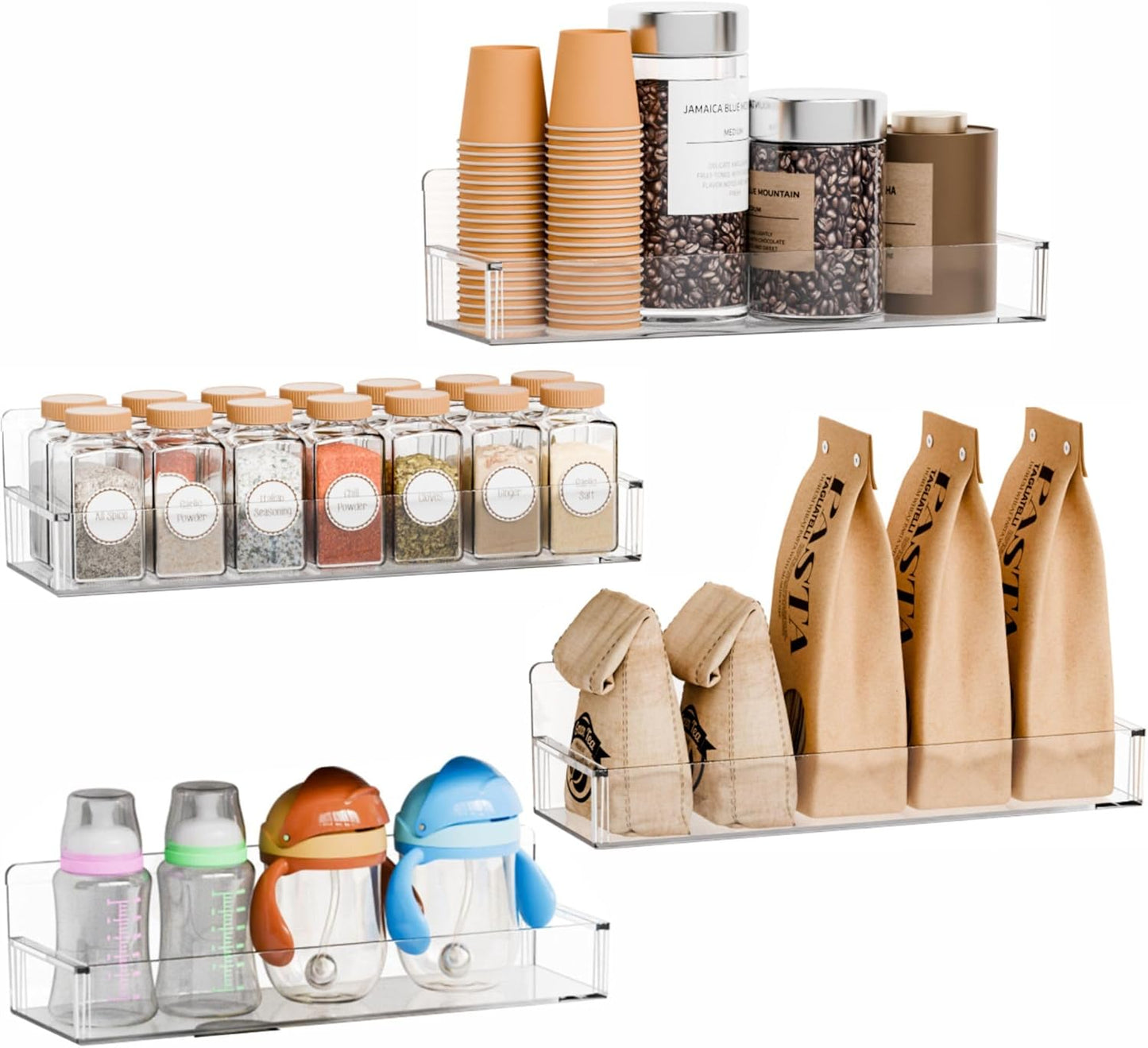 4 Soportes pared transparentes especias 11.5x3.6pulg