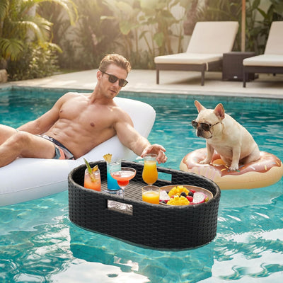 Bandeja flotante mimbre ovalada 26x15pulg para piscina