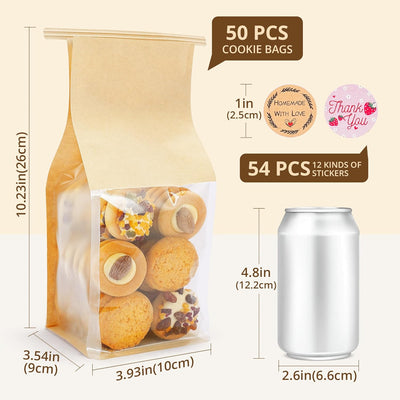 Bolsas de galletas resellables con ventana 50 unidades