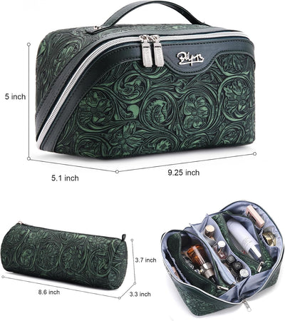 Set 3 Bolsas Maquillaje Floral Gran Capacidad con Compartimentos