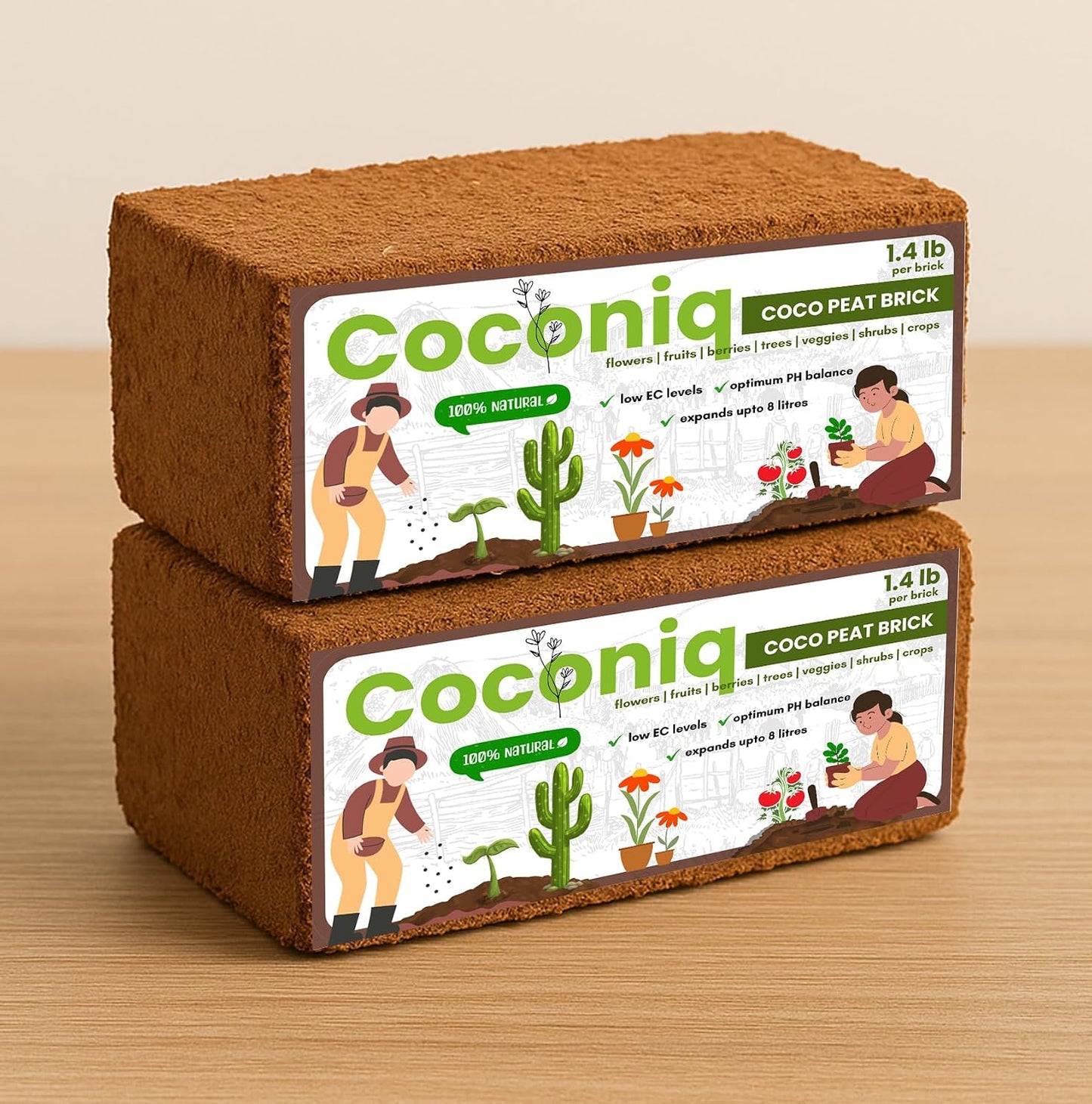 Ladrillos fibra coco comp 2 pzas para jardinería macetas plantas