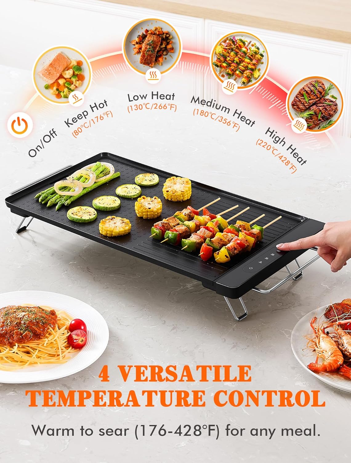 Plancha eléctrica sartén grande antiadherente con placa extraíble