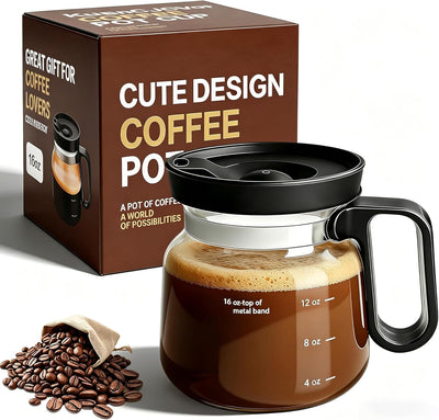 Taza de café de vidrio Shelprojsu con tapa a prueba de fugas 16 oz