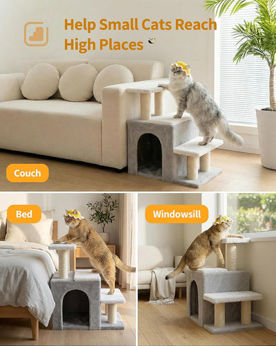 Escaleras 3en1 para gatos y perros pequeños color beige