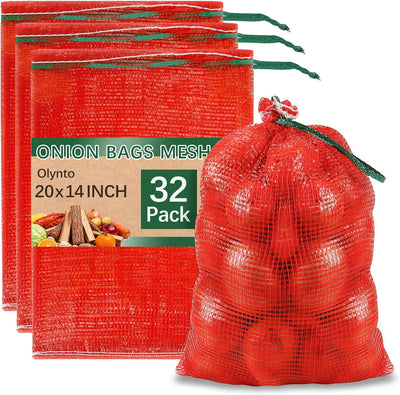 Bolsas de malla roja de cebolla 20 x 14 pulgadas con cordón reutilizables para almacenamiento