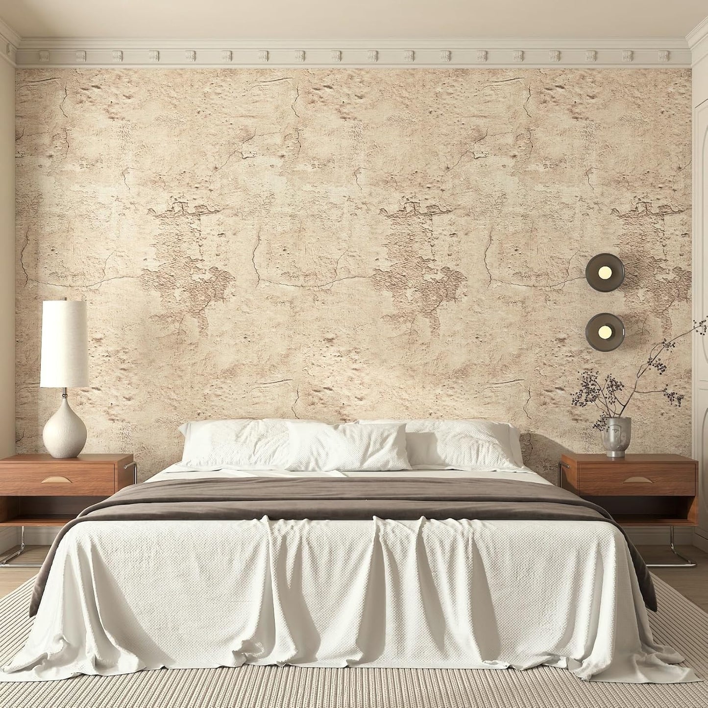 Papel tapiz industrial hormigón beige bronceado minimalista