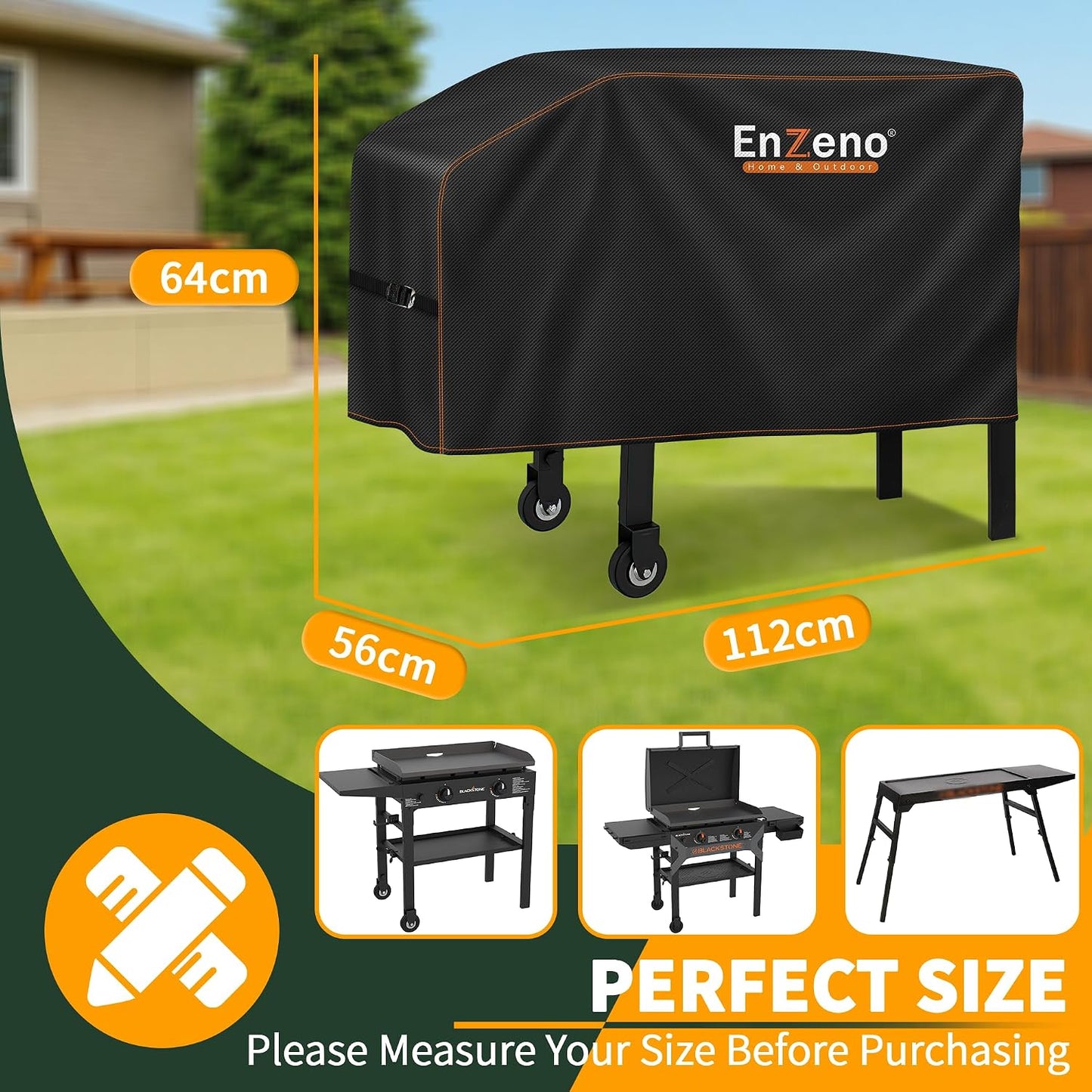 Cubierta plancha Blackstone 22-28 pulg estante unico impermeable