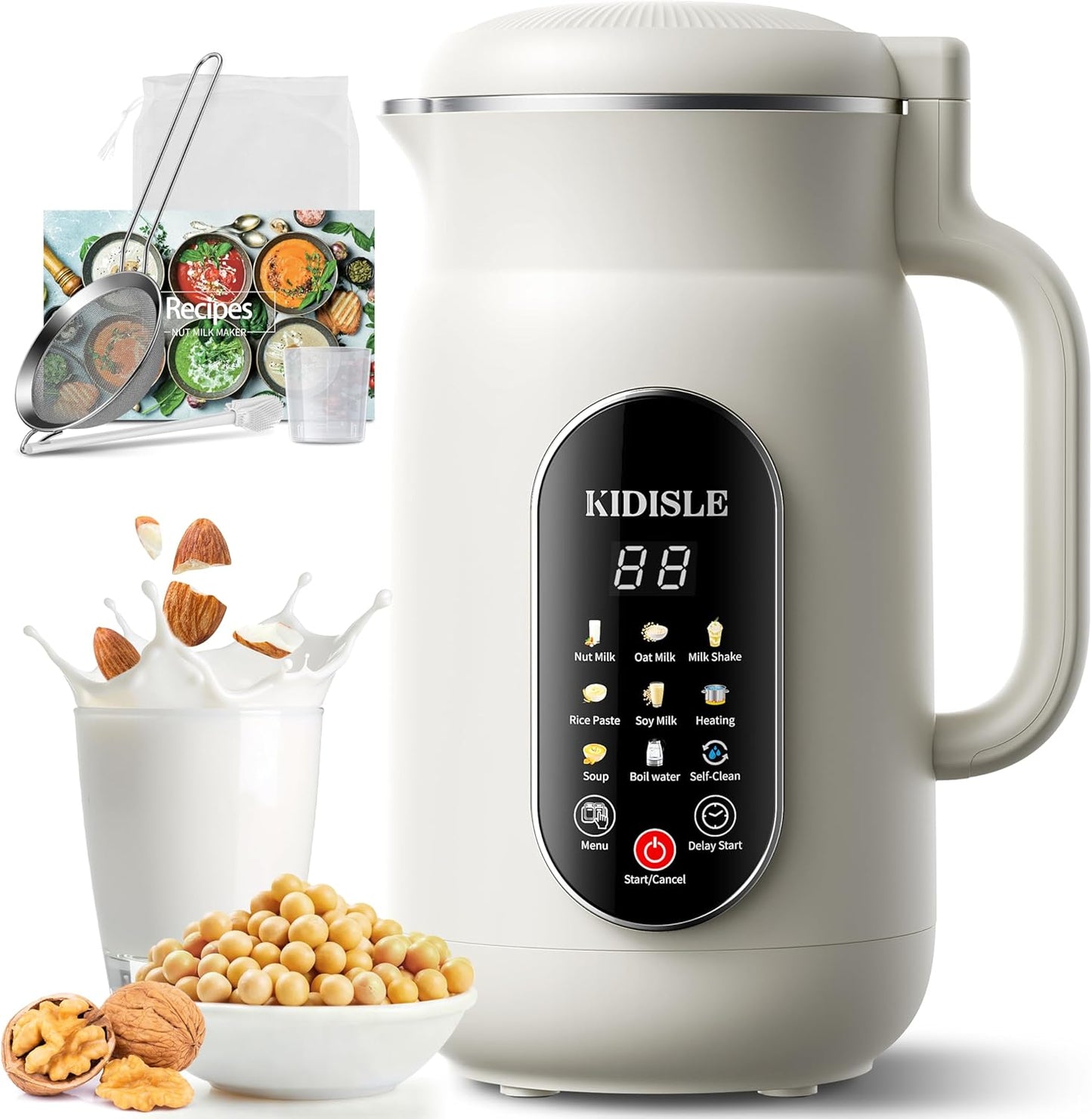 Máquina leche nuez 51oz 10en1 calienta 140°F tactil