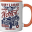 Taza cerámica Bobby's Garage Hotrod Clásico Diseño Desgastado Naranja/Blanco