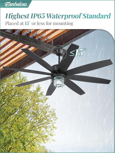 Ventilador techo exterior 65pulg IP65 con luces y control remoto