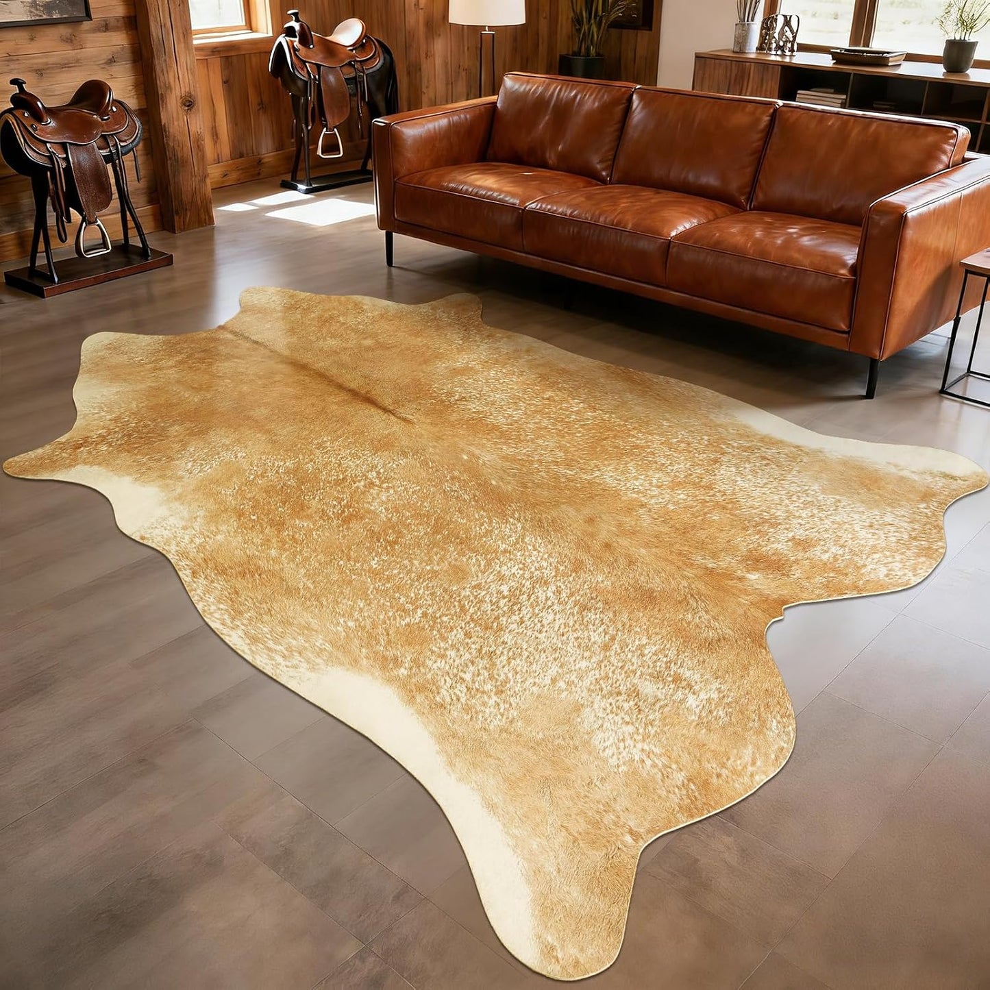 Alfombra piel vaca lavable antideslizante sala estar