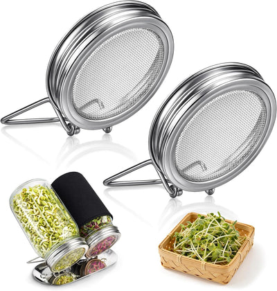 Tapas germinantes de acero inoxidable para tarros Mason de boca ancha con malla fina para brotes