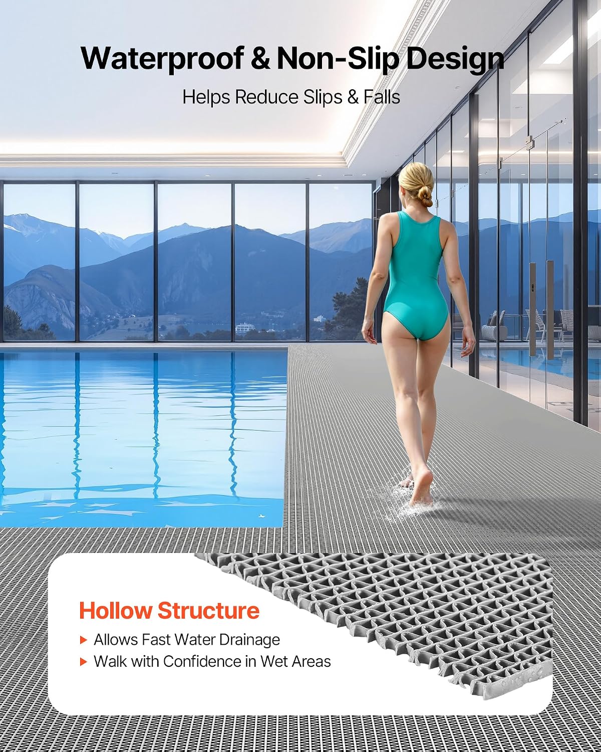 Tapete drenaje PVC 3x10ft antideslizante