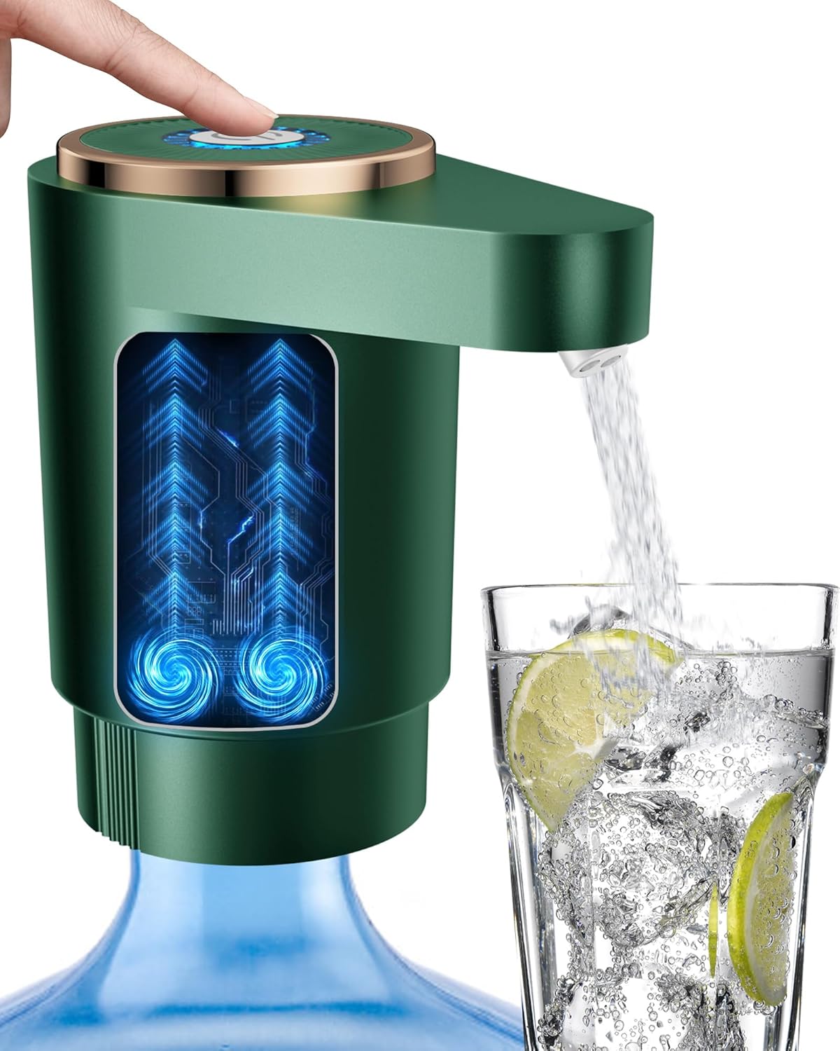 Bomba jarra agua disp. USB-C dual motor flujo rápido 2-5gal
