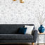 Papel Tapiz Floral Gris Extraíble para Dormitorio