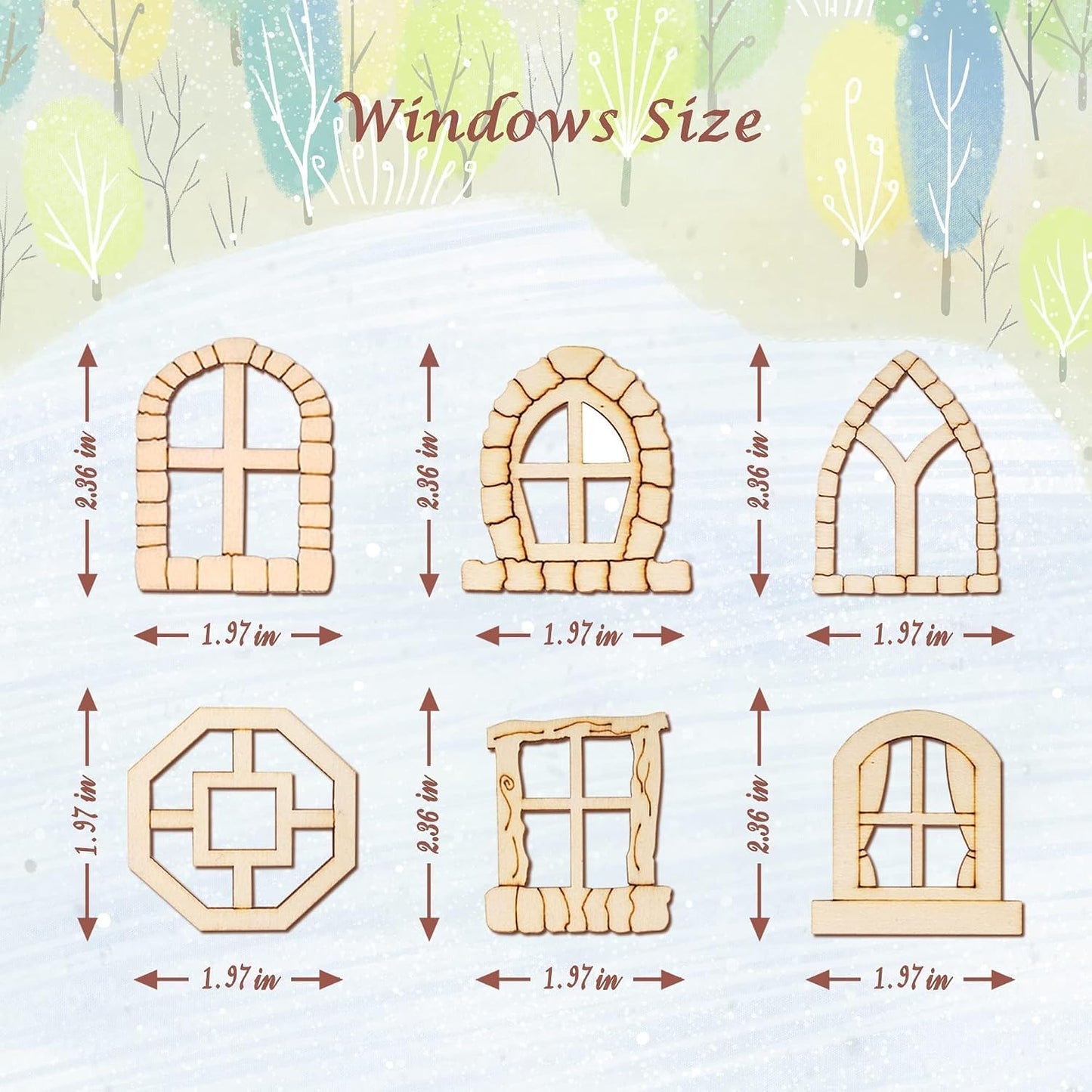 Kit 48 Pzas Manualidades Puertas Ventanas Hadas Madera Miniatura