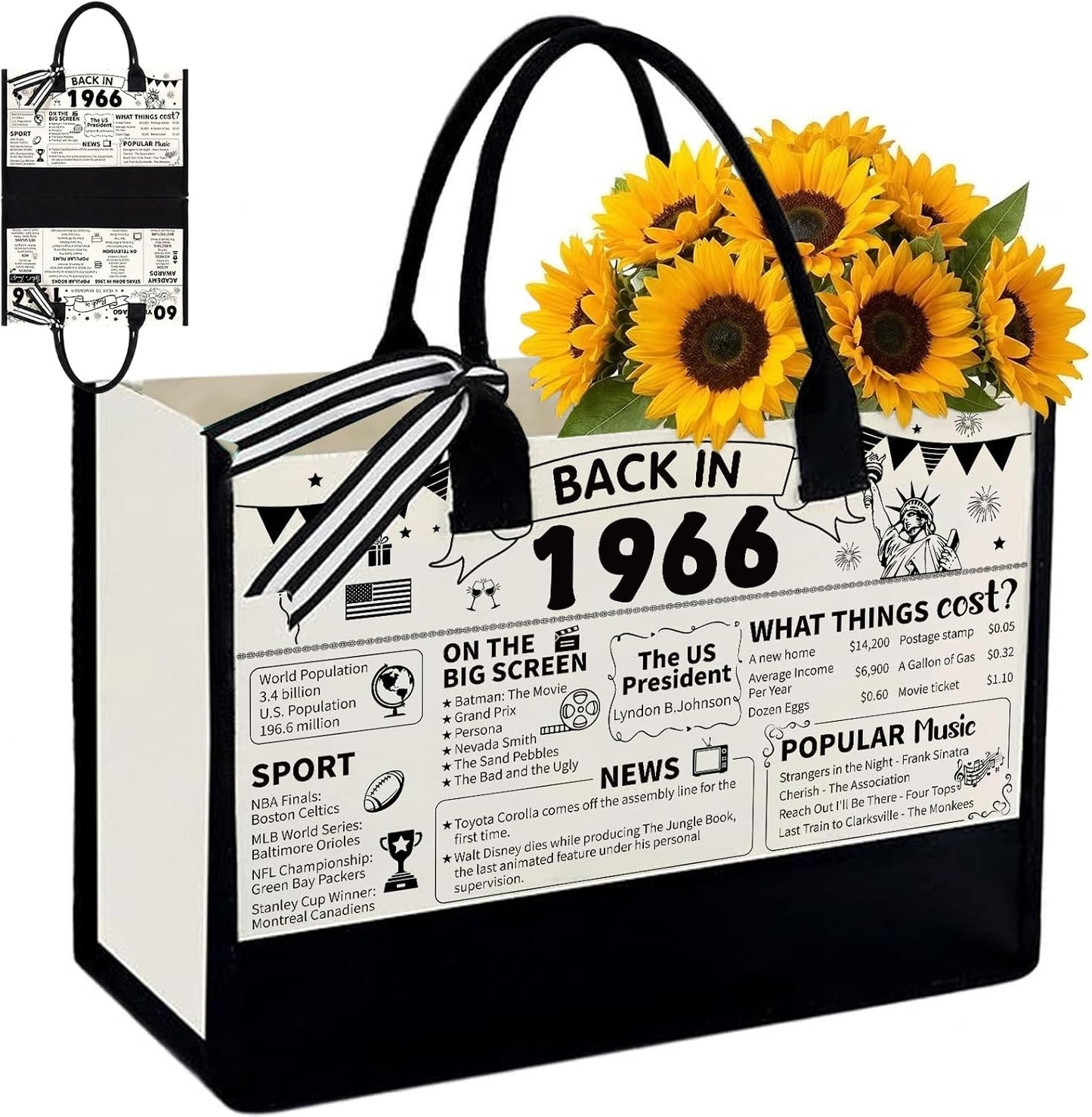 Bolsa tote canvas para mujer regalo cumpleaños 60 70 80