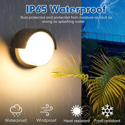 Aplique pared exterior LED redondo 6pulg aluminio negro 1200lm 3CCT