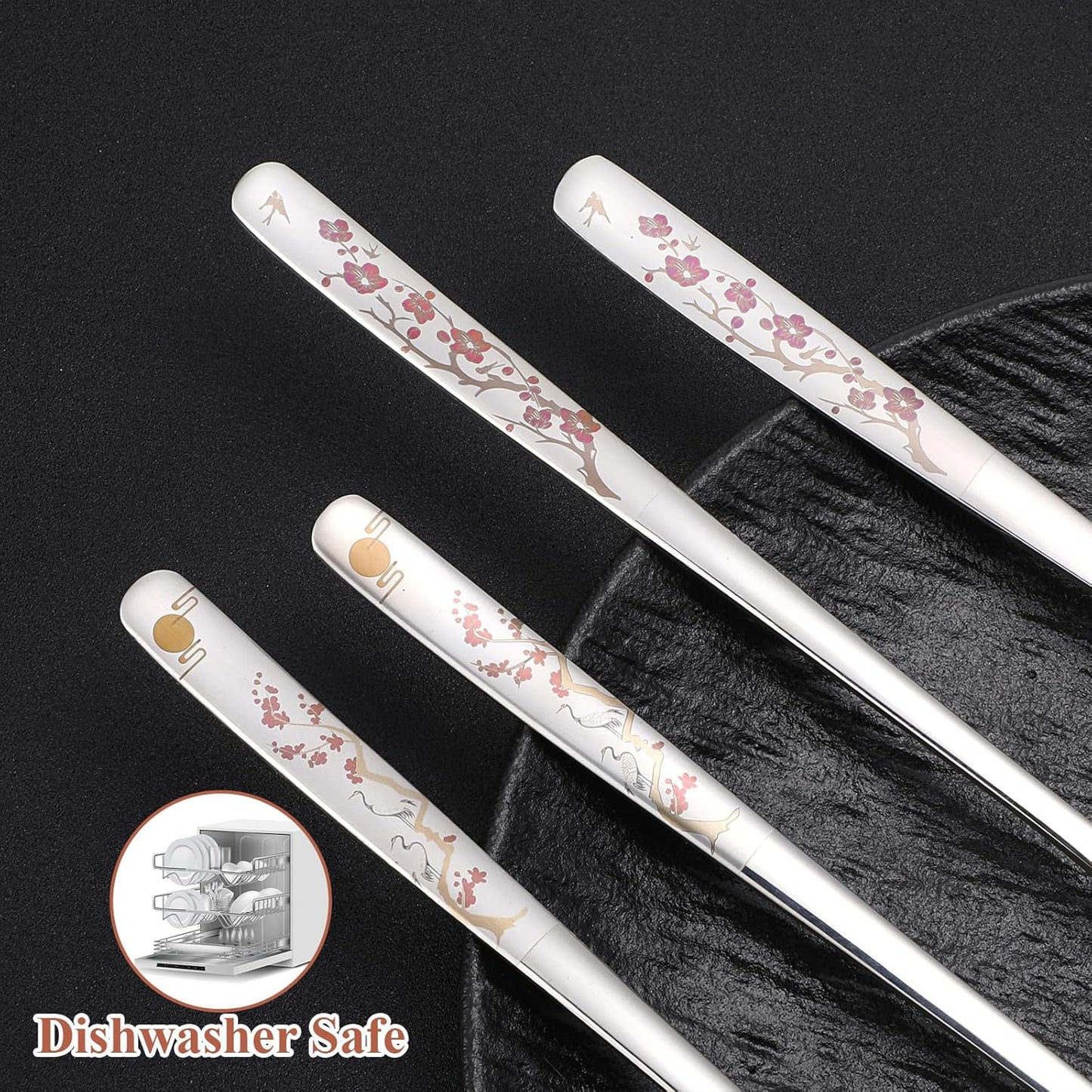 Set 4 tenedores y cucharas coreanas acero inox