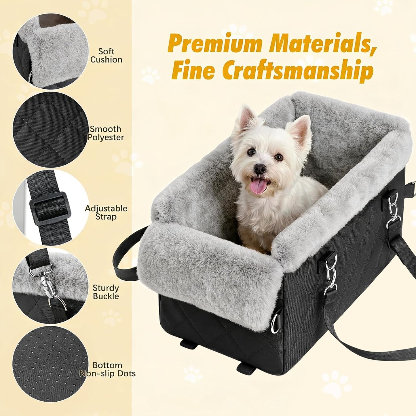 Asiento auto perro pequeño consola antideslizante cama portátil