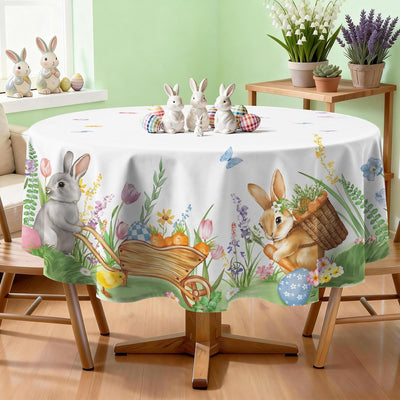 Mantel redondo Pascua 70x70pulg poliéster con huevos cristianos