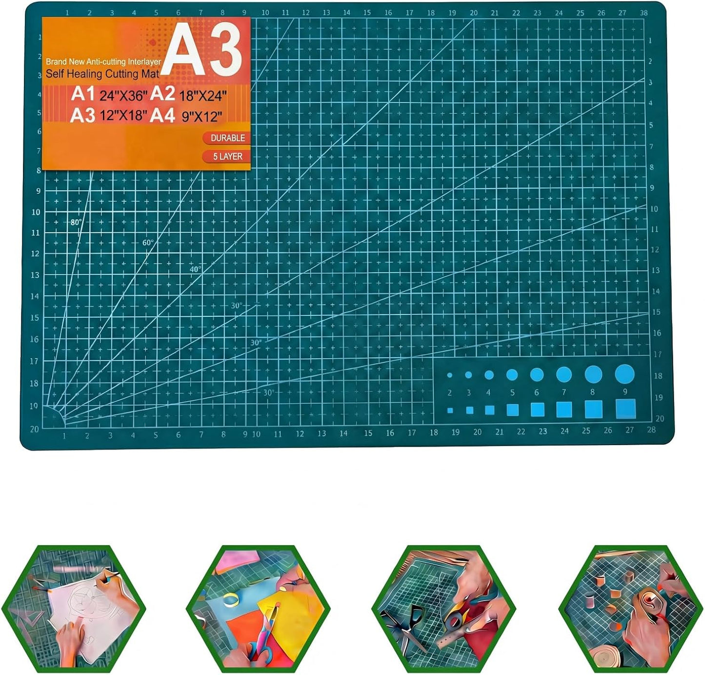 Alfombrilla autorreparable 12x18pulg doble cara